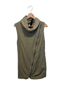Sarah Pacini Olive Green Asymmetrical Zip Tunic Top Size 1 (S/M) Made in Italy